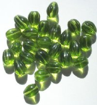 25 11x9mm Transparent Olivine Grooved Drop Beads